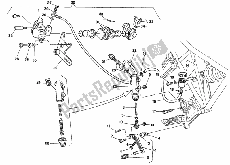 Todas as partes de Sistema De Freio Traseiro Fm 002305 do Ducati Supersport 900 SS 1994